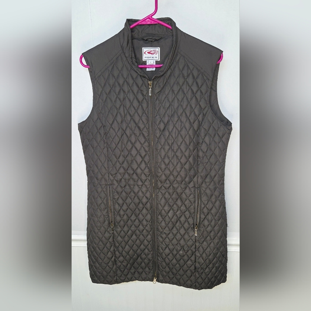 Roper Vest Women L Black Down Puffer Quilted Vest Full Zip Cowgirl Westernwear